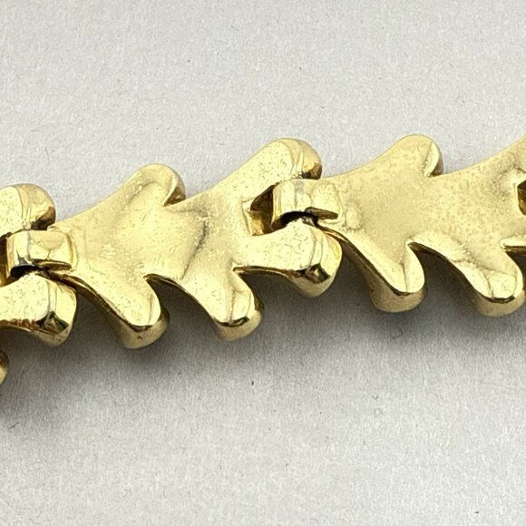 Vintage Crown Trifari Bracelet Gold Tone Clear Rhinestones Sculptural Statement - Picture 12 of 14